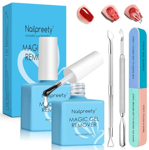 2 x 15ml Nagellackentferner Für Gelnägel, Gelnägel Entferner Kit, Nail Polish Remover, Entfernt Schnell und Einfach Gellack, Schadet Dem Nagel Nicht