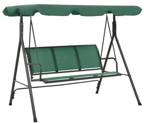 Mokuyary Hollywoodschaukel Grün 170 cm Textilene und Stahl für Terrasse, Garten, Balcon, Pool