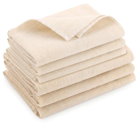 12 Pièces Tissu à Passoire, 6 Pièces (50 x 50 cm) + 6 Pièces (60 x 60 cm) Tissu à Passoire Réutilisable, Tissu à Fromage Finement Tissé, Cheesecloth pour Filtrer Les Préparations Maison, pour Les Jus