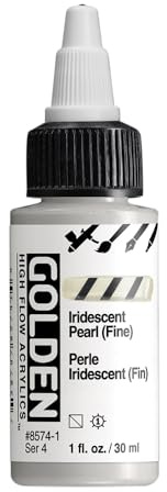 High Flow Acrylics by GOLDEN, Iridescent Pearl (Fine), 1 fl. oz. Bottle, Professional Acrylic Paint, Semi-Transparent