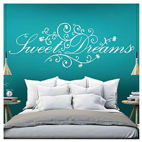 Grandora Wandtattoo Spruch Sweet Dreams I weiß (BxH) 110 x 41 cm I Schlafzimmer süße Träume selbstklebend Sticker Aufkleber Wandaufkleber Wandsticker W718