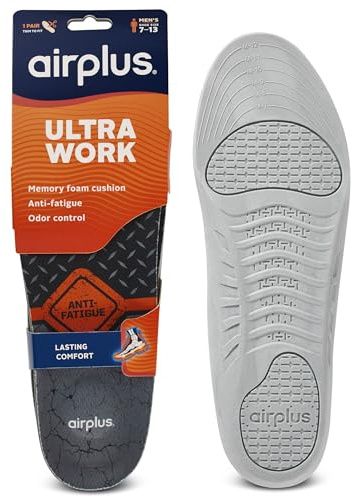 Airplus Ultra Work Memory Plus Shoe Insoles for All Day Comfort and Foot Pain Relief, Mens, Size 7-13
