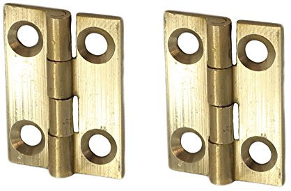Pair of Mini 1/25mm Solid Brass Butt Hinges - Small Jewellery/Trinket Box Hinges