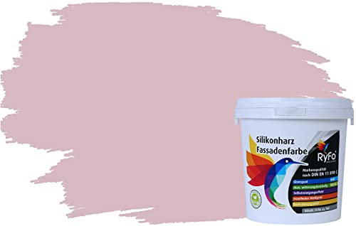 RyFo Colors Silikonharz Fassadenfarbe Lotuseffekt Trend Rose 1l - bunte Fassadenfarbe, weitere Rot Farbtöne und Größen erhältlich, Deckkraft Klasse 1