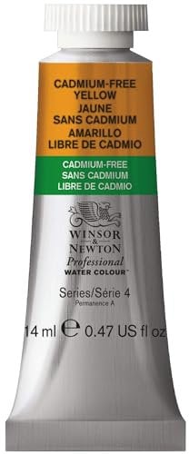 Winsor & Newton 0105890 Professional Aquarellfarbe, lebendige Wasserfarben in Künstlerqualität, hohe Farbbrillanz & Leuchtkraft, lichtecht, Archivqualität, 14ml Tube - Kadmiumfrei Gelb