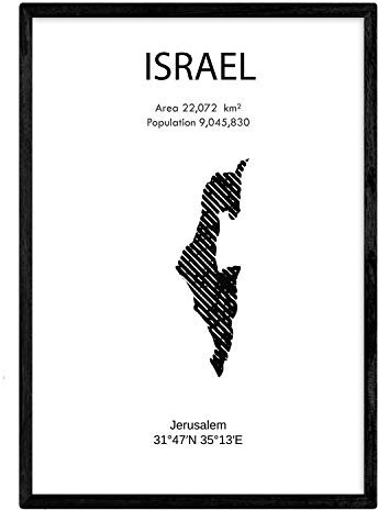 Nacnic Poster von Israel. Blätter von Ländern und Kontinenten. A3 Größe