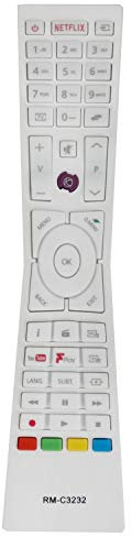 VINABTY RM-C3232 Weiß Fernbedienung passend für JVC LT32C670 LT32C671 LT-43C860 LT-40C860 LT-43C862 LT-43C870 LT-55C860 LT-24C660 LT-24C661 LT-32C660 mit YouTube Netflix-Freeview-Wiedergabetasten