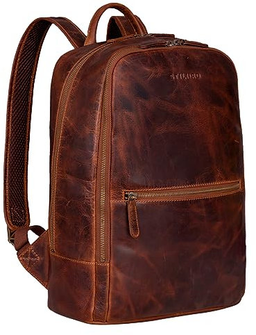 STILORD 'Kellis' Zaino Grande in Pelle Vintage per Uomo & Donna - Zaino Portatil con Scomparto Laptop 15 Pollici - Zaino Vera Pelle per Lavoro, Università & Tempo Libero, Colore:kara - cognac