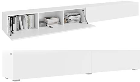 PLATAN ROOM Fernsehschrank TV-Lowboard 105/140 / 160/210 / 280 In Weiß Hängend Oder Stehend Hochglanz Matt (280 x 30 x 32, Weiß Matt)