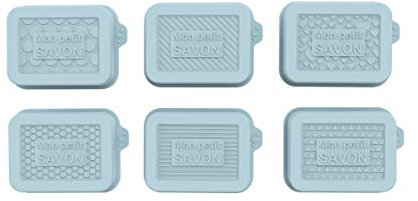 CÉCOA • Lot de 6 Moules en Silicone pour Savon Maison • Démoulage Facile • Silicone Souple et Résistant • Dimensions 9,5x7x2,2 cm • Coloris Aléatoire Rose ou Bleu