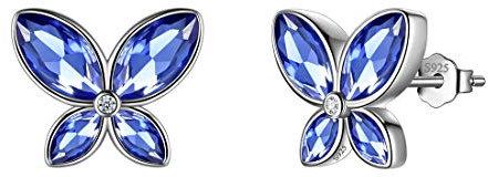 Aurora Tears Blau Schmetterling Ohrstecker Frauen 925 Sterling Silber Tier Schmetterlinge Dezember Birthstone Tansanit Ohrstecker Kristall Hochzeit Geburtstag Schmuck DE0229D