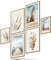 BLCKART Infinity Poster-Set Beige Love Beach Pampas beidseitig bedruckte Wandbilder - Premium Poster - Bilder zur Wanddekoration - Größe L 4x A3 und 2x A4