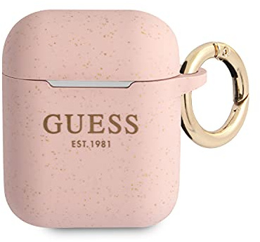 iPhone Airpods Guess Glitter Original Silikon Rosa