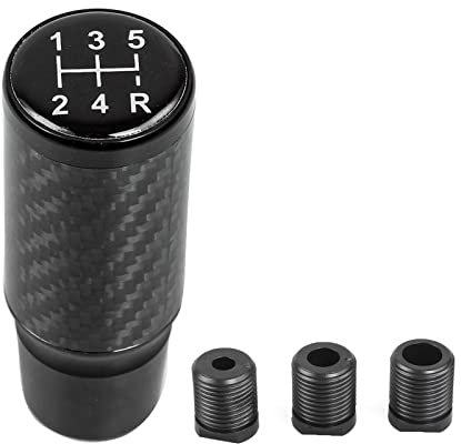 muge racing Gear Shift Knob,Car Gear Knob Shifter 5 Speed Universal Aluminum Gear Shifter Stick with 3 Adapters(Black)