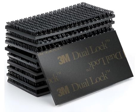 Dpm tapes Dual Lock SJ 3550CF (25,4 mm x 50 mm), 10 rettangoli adesivi per fissaggio, Dashcam, Go Pro, accessori auto, Porta Pagamento Pedaggio, chiusura a scatto, nero, giunzioni reversibili