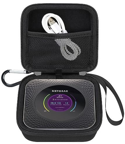 Elonbo Tragetasche für NETGEAR Nighthawk M1 MR1100,M5 MR5200,M6,M6 Pro MR6500 5G Wireless WiFi Mobile Hotspot Router, zusätzliche innere Mesh Tasche passt Kabel, schwarz. (NUR Fall)