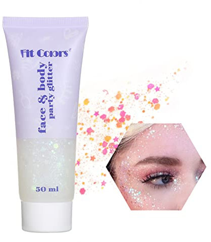 Bestauty Festival Glitzer Gesicht, Body Glitter Gel 50ml Festival Glitzer, für Gesicht Haare Lippen Nägel DIY, Long-Lasting für Festival Party Make-up Glitzer für Haare Festival(#6 Weiß)