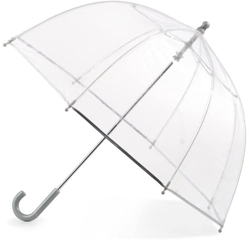 The Weather Station Children's Dome Bubble Rain Umbrella, Kids, Clear, Fiberglass Frame, Windproof, Lightweight, Stick, Full 36 Inch Arc
