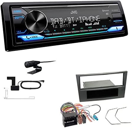 JVC KD-X482DBT 1-DIN Autoradio Media Receiver Digitalradio DAB+ Bluetooth Amazon Alexa USB Einbauset passend für Opel Astra H 2004-2010 Charcoal-metallic