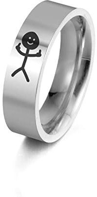 SIPURIS Lustige Doodle Ringe für Männer Frauen Mittelfinger Ringe Angst Spinner Ringe Edelstahl Promise Fingerbänder Herren Ringe Schmuck