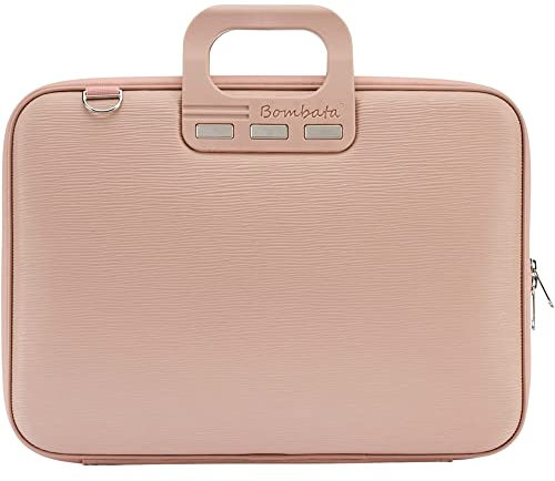 Bombata Sacoche Pour Ordinateur Portable - Housse Ordinateur 15.6 pouces - Sac a Bandoulière Impermeable Avec Poches - Cuir Synthétique Rose