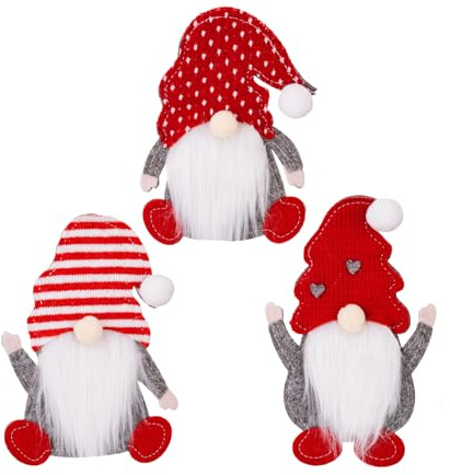 Golden Apple 3Pcs/Set Christmas Cutlery Bags Gnome Santa Claus Tableware Holder Silverware Knife and Fork Bags Xmas Table Dinner Supplies (B)