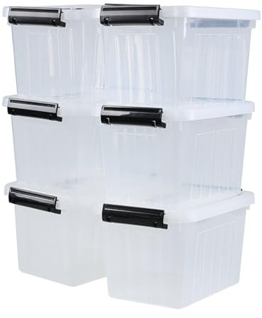 Yesdate Set of 6 Plastic Storage Box, Clear Storage Latch Box with Lid, 7 Litre