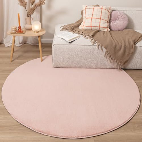 FRAAI | Home & Living Waschbarer Teppich Rund - Vivid Rosa - Polypropylen - Kurzflor - Einfarbig - Waschbar in Waschmaschine - Modern - Wohnzimmer, Esszimmer, Kinderzimmer, Schlafzimmer - Carpet