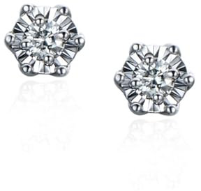 Epinki Weißgold 585 Ohrstecker Echt Schmuck, Klassiker Damenohrringe mit Diamant, 18K Ohrstecker Nickelfrei