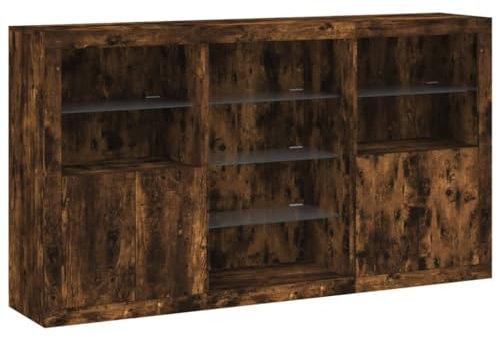 vidaXL Sideboard mit LED-Leuchten Räuchereiche 181,5x37x100 cm