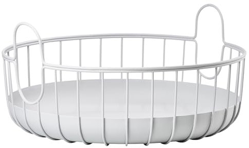 Zone Denmark Inu Korb aus, Kleiner Korb mit Henkel/Handgriffe, Aufbewahrungskorb Metall für Badezimmer, Küche, Tisch, Hübscher Metallkorb, Durchm. 38 cm, Höhe18 cm, Soft Grey (Hellgrau)