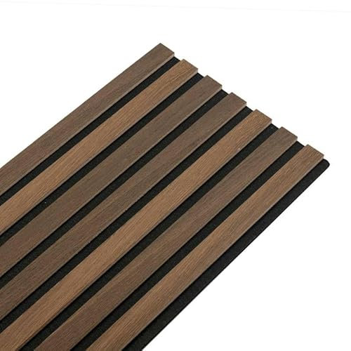 DECOON Panneau tasseaux Bois 120 x 30 x 1cm - Lamelles chêne foncé véritable Fond Noir - 0,36m²