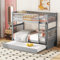 Zravenna Hochbett 90x200cm, Etagenbett für 3 Kinder, Kinderbetten Dreierbetten Etagenbetten mit Ausziehbett Hohe Geländer Stabile Treppe, Grau (Grau)