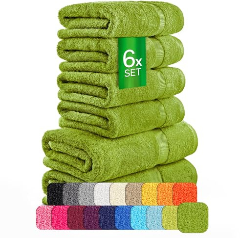etérea Carli Handtuch Set 6-TLG Frottee 500 g/m² saugstark – Kaktus | 6er Set: 2x Duschtuch, 2x Handtuch, 2x Gästehandtuch · Trocknergeeignet · 500 g/m² · 100% Baumwolle · OEKO-TEX Made in Green