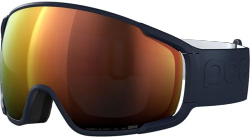 POC Zonula Skibrille - Ultimatives Sichtfeld und Komfort für vielseitige Skierlebnisse mit vollständigem UV-Schutz und innovative Beschichtungen, Apatite Navy/Partly Sunny Orange