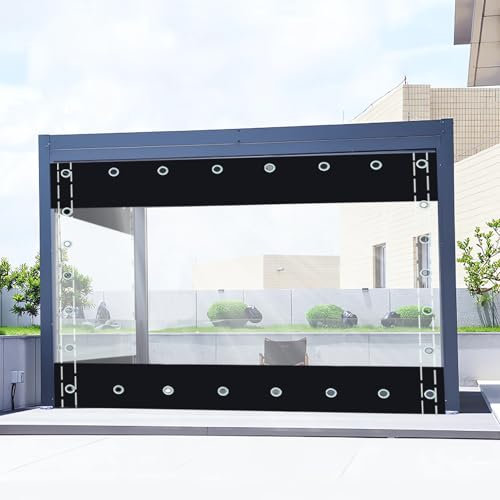 Clear Waterproof Tarpaulin Curtains with Grommets,Heavy Duty Transparent Tarpaulin,Outdoor Side Panels for Pergola/Patio/Porch/Gazebo,（Height x Length）2.4x3.6m/7.87x11.81ft