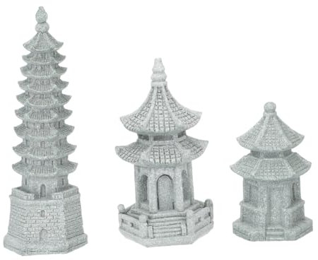 OFFSCH 3-teiliger Steinpavillon Landschaftsturm Ornament Bonsai-schmuck Für Den Zen-Stil Mini-Garten Außen- Und Innendekor