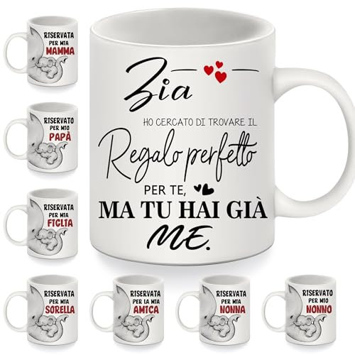 Bommex Tazza Divertente per Zia - Regalo Perfetto per Compleanno, Festa della Mamma, Natale - Tazzina da Caffè per la Migliore Zia