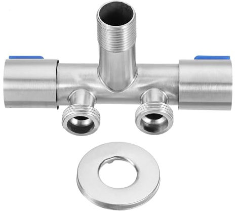 sourcing map 2 Way Garden Hose Splitter, 304 Stainless Steel 1/2 Heavy Duty Water Hose Connector Pipe Hose Adapter Faucet Adapter for Water Pipes Washing Machine Tap Shunt, Blue