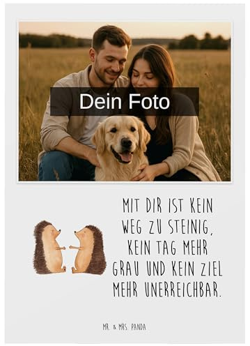 Mr. & Mrs. Panda Foto Postkarte Igel Liebe - Geschenk, Fotokarte, Jahrestag, Hochzeit, Hochzeitstag, mit, Hocheitstag, Grußkarte
