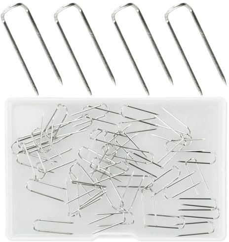 100 Pieces Sewing U-pins Fork Pins for Quilting Sewing Pins for Fabric Needlecrafts Pins Double Blocking Pins Stainless Steel for Sewing Jewelry Display Home Decor Boxed 2.3 * 0.67cm