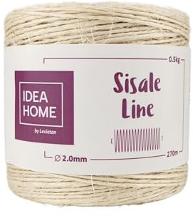 IDEA HOME Sisalseil, Natur Sisal Seil, Juteseil, Sisal Schnur, Jutekordel für Haushalt Garten DIY, Kratzseil Katzenzubehör, Braun, 2mm 270M 0.5kg