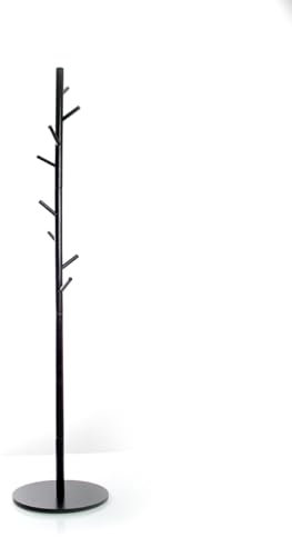 Genérico Portemanteau sur pied noir fabriqué en bois massif plastifié, démontable (noir)