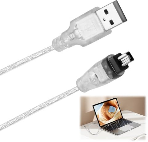 Câble adaptateur Firewire vers USB IEEE 1394 4 broches vers USB 2.0 mâle Firewire convertisseur iLink Thunderbolt Cordon adaptateur compatible avec les caméras vidéo numériques Sony DCR-TRV75E DV Mini