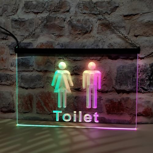 Zayeksole Female Left, Male Right Toilet Neon Sign for Wall Decor, APP RGB Dimming USB Powered LED Neon Lights for Public Restroom Bathroom,30x20cm
