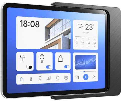 Cleverstation Support Mural Tablette pour iPad Mini 2/3 gén (7,9 Pouces, 2013/2014) - Fixation Ultra-Plate et sur Mesure pour Écran Domotique et Tableau de Bord - Passe-Câble Intégré - Noir