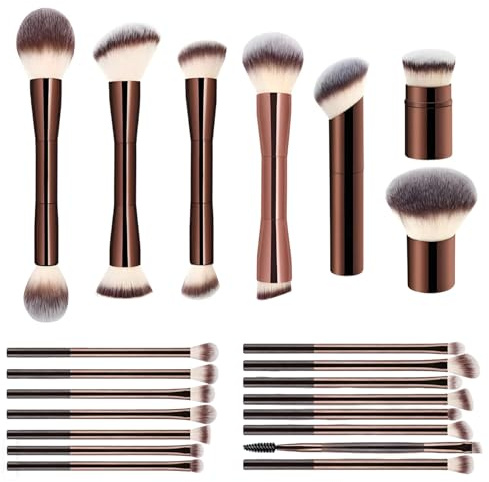 KINDLUME 20 Piezas Brochas de Maquillaje, Brochas de Maquillaje Profesional, Juego de Brochas Profesionales, Incluye Brocha de Rubor y Sombra de Ojos, para Maquillaje Diario y Uso Profesional