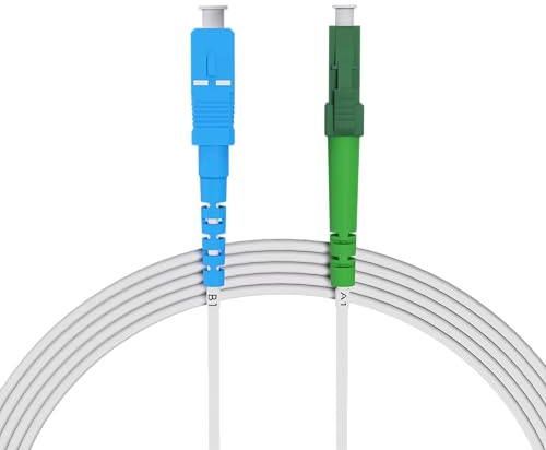 nexinex - 7m weißes Glasfaserkabel LC/APC auf SC/UPC Patchkabel | LWL Simplex Singlemode OS2 FTTH Glasfaser Lichtwellenleiter Kabel