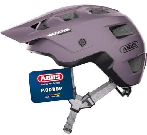 ABUS MTB-Helm MoDrop, Lila, S | In-Mold-Verfahren, Verstellsystem, Goggle-Halterung, Zopf-Öffnung
