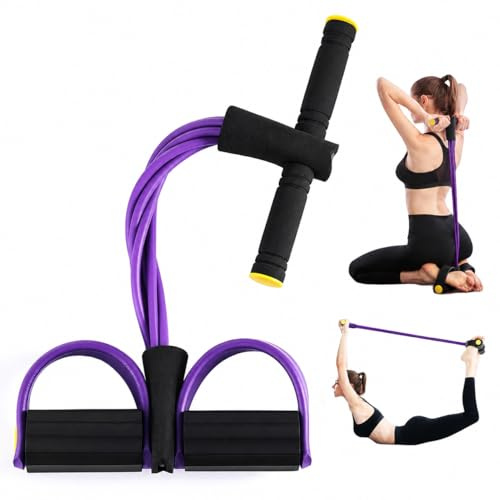 Pedal Resistance Band with Handles,Multifunction Sit Up Pull Rope | Foot Pedal Resistance Band,Abdominal Trainer,Tension Rope Exercise 6 Tubes,Full Body Trainer for Home Fitness Yoga